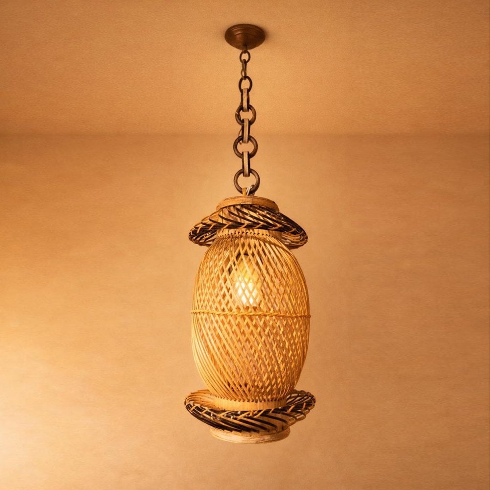 Handmade Bamboo Round Hanging Lantern Lamp